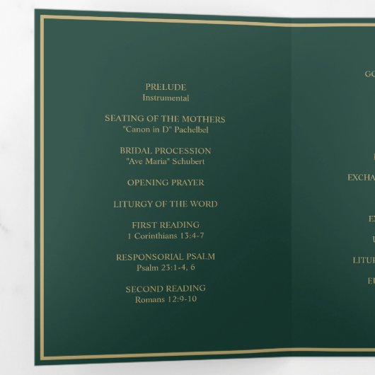 Programme de mariage triptyque à monogramme de mar (Intérieur en premier)