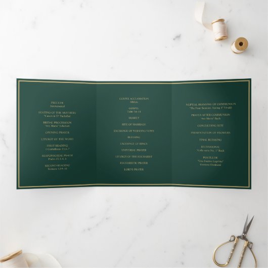 Programme de mariage triptyque à monogramme de mar (Intérieur)