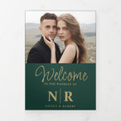 Programme de mariage triptyque à monogramme de mar (Page de couverture)