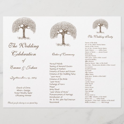 Programme de mariage triptyque arbre tourbillon ma (Devant)