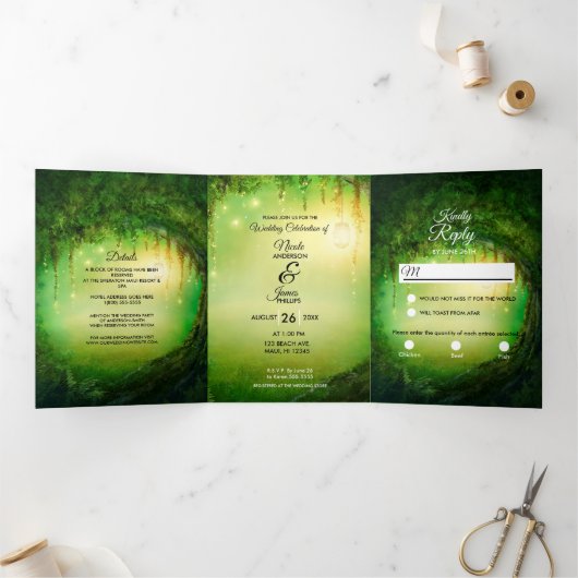 Programme de mariage triptyque Enchanted Forest Wo (Intérieur)