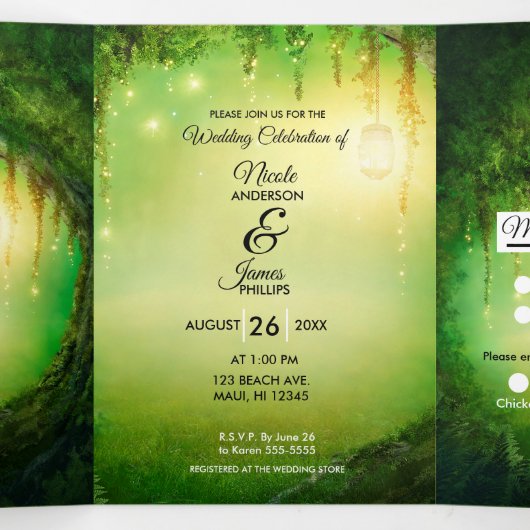 Programme de mariage triptyque Enchanted Forest Wo (Intérieur au milieu)