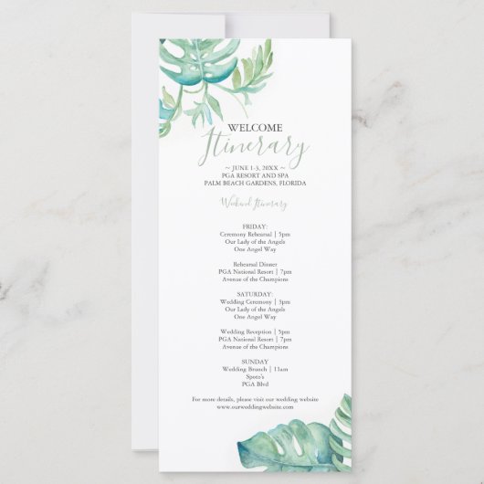 Programme de mariage tropical à l'aquarelle (Devant)