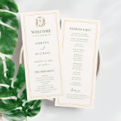 Programme de mariage tropical avec monogramme de p