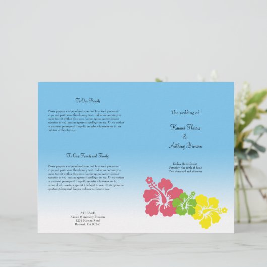 Programme de mariage tropical des hibiscus hawaïen (Debout devant)