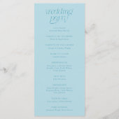 Programme de mariage turquoise à typographie moder (Dos)