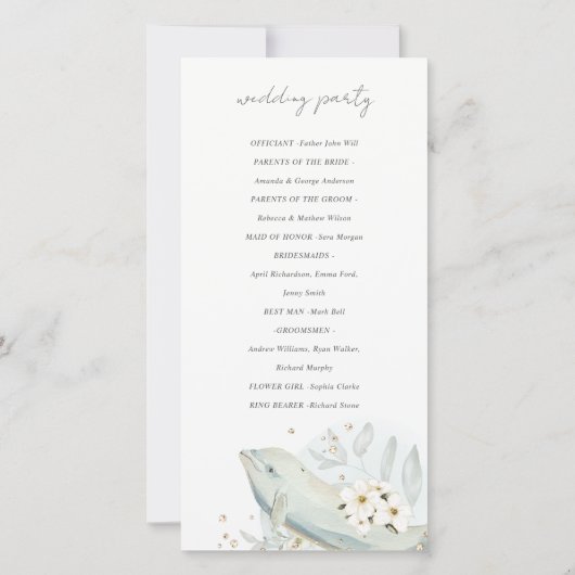 Programme de mariage turquoise de poissons floraux (Dos)