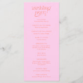 Programme de mariage typographie moderne rose oran (Dos)