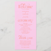 Programme de mariage typographie moderne rose oran (Devant)