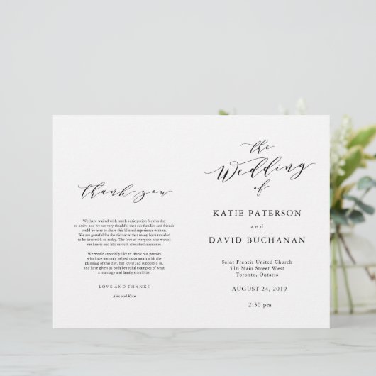 Programme de mariage typographique (Debout devant)