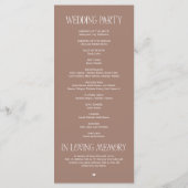 Programme de mariage typographique Mousse au moka (Dos)
