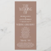 Programme de mariage typographique Mousse au moka (Devant)