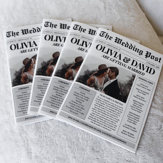 Programme de mariage unique pour les journaux