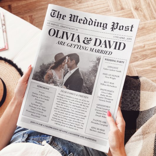 Programme de mariage unique pour les journaux