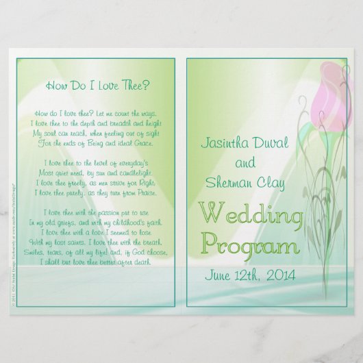 Programme de mariage (version non religieuse) (Devant)