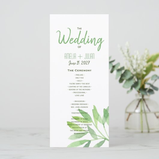 Programme de mariage vert (Debout devant)