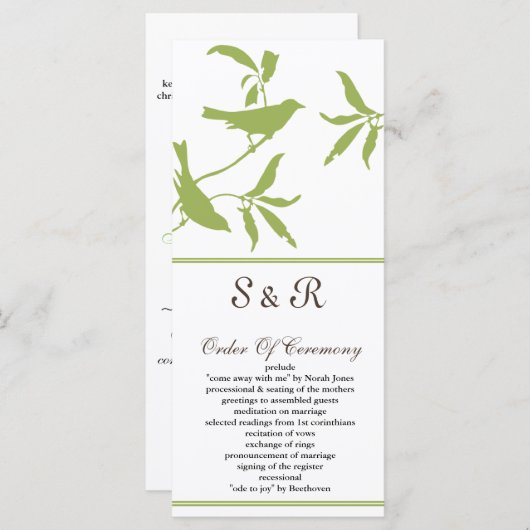programme de mariage vert (Devant / Derrière)