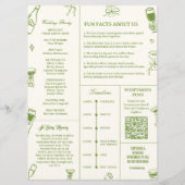 Programme de mariage vert à dessin à main levée (Dos)