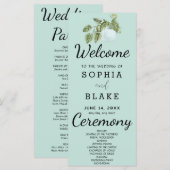 Programme de mariage vert aux feuilles de plantes (Devant / Derrière)