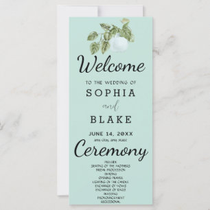Programme de mariage vert aux feuilles de plantes