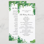 Programme de mariage vert. Carte de cérémonie de j (Devant / Derrière)