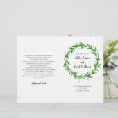 Programme de mariage vert. Cérémonie d'été (Debout devant)