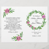 Programme de mariage vert. Cérémonie d'été (Devant)