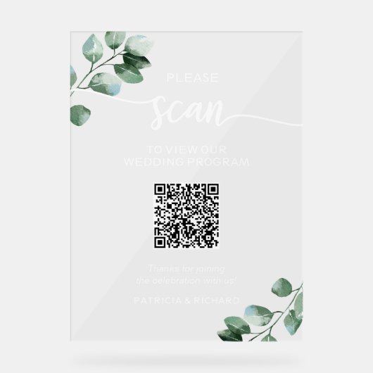Programme de mariage vert Code QR (Recto)