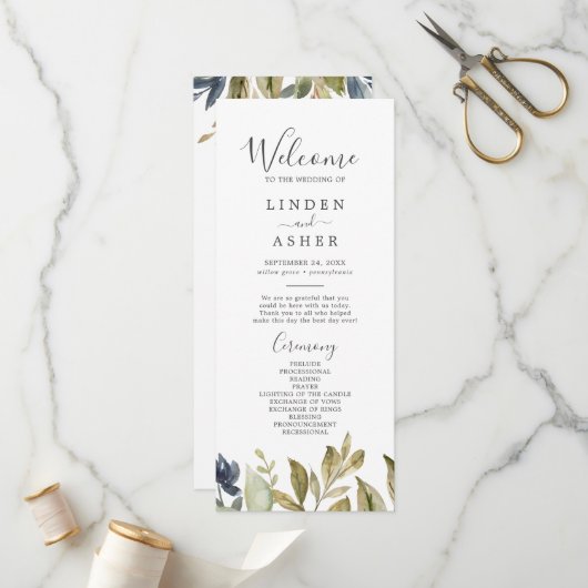 Programme de mariage vert d'automne (Devant/Arrière en situation)