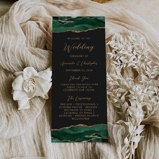 Programme de mariage vert émeraude Agate Budget