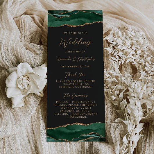 Programme de mariage vert émeraude Agate Budget