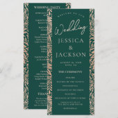 Programme de mariage vert émeraude et or rose (Devant / Derrière)