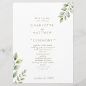Programme de mariage vert et blanc (Devant)