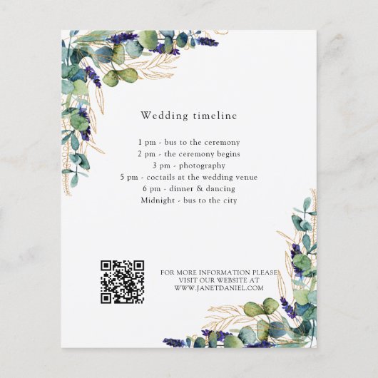 Programme de mariage vert eucalyptus détails QR (Dos)