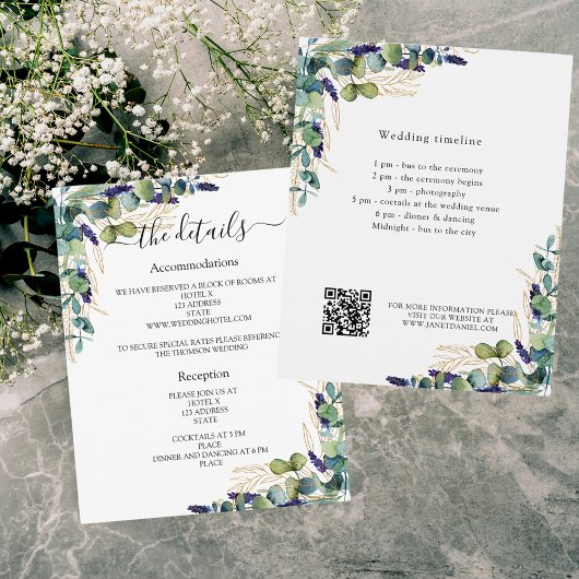 Programme de mariage vert eucalyptus détails QR
