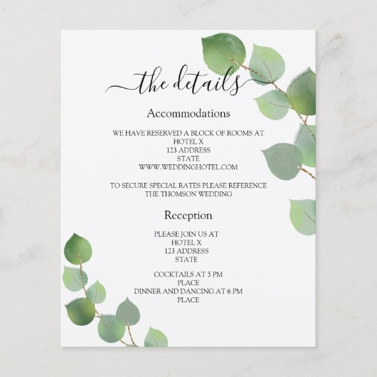 Programme de mariage vert eucalyptus détails QR (Devant)