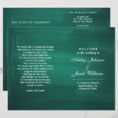 Programme de mariage vert foncé. Émeraude élégante (Devant / Derrière)