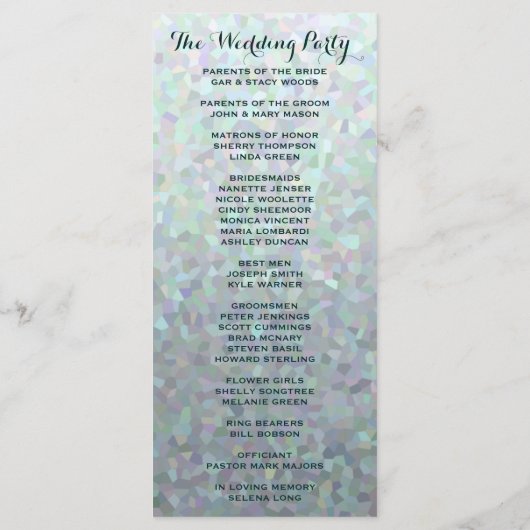 Programme de mariage vert irlandais (Dos)