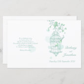 Programme de mariage vert menthe Inséparables (Devant / Derrière)