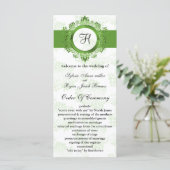 Programme de mariage vert monogramme (Debout devant)