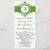 Programme de mariage vert monogramme (Devant)