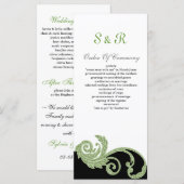 programme de mariage vert, noir et blanc (Devant / Derrière)