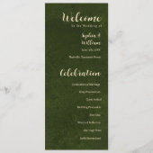 Programme de mariage vert olive, cérémonie de mari (Devant)