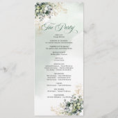 Programme de mariage vert or aquarelle botanique (Dos)