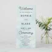 Programme de mariage vert pâle aux fleurs blanches (Debout devant)