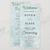 Programme de mariage vert pâle aux fleurs blanches (Devant / Derrière)