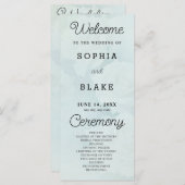 Programme de mariage vert pâle aux roses blanches (Devant / Derrière)