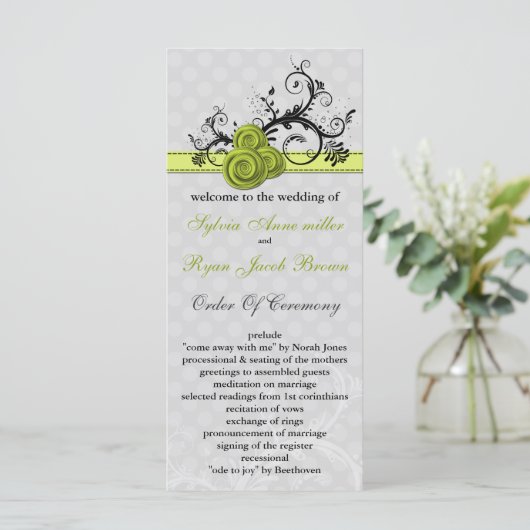 programme de mariage vert pastel (Debout devant)