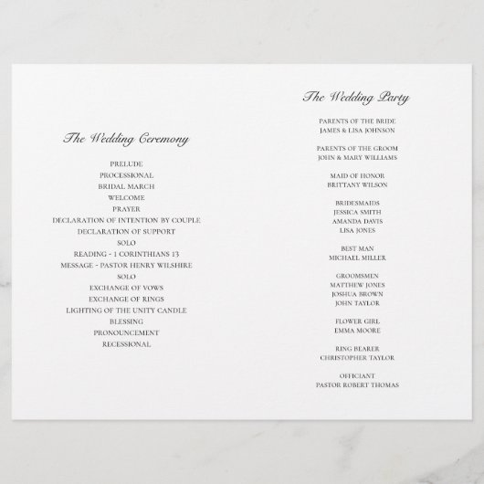 Programme de mariage vert plié. Aquarelle botaniqu (Dos)