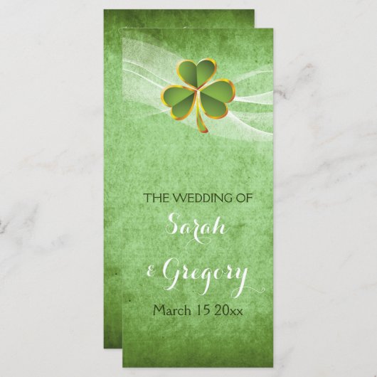 Programme de mariage vert pour le trèfle et le voi (Devant / Derrière)